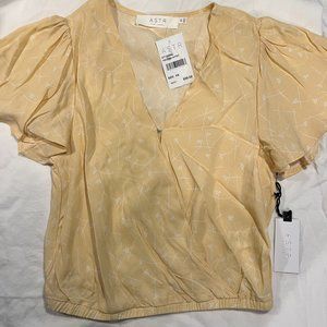 ASTR the Label Flutter Sleeve Surplice Top Size XS